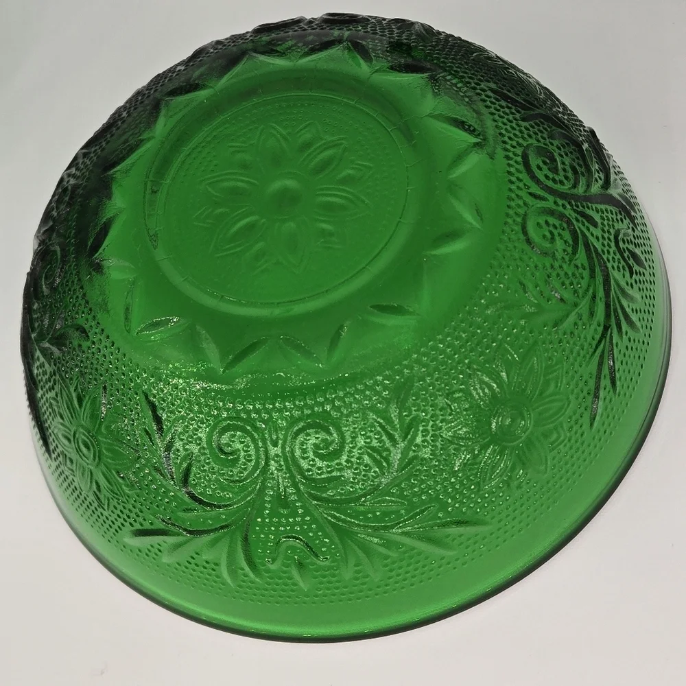 4 Pc Anchor Hocking Green Sandwich Glass Set Vintage Depression Glass USA Made